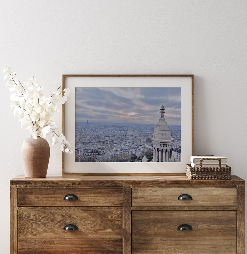 View of Paris with Eiffel Tower from Sacre Coeur at Sunset Instant Digital Download Photography image 6