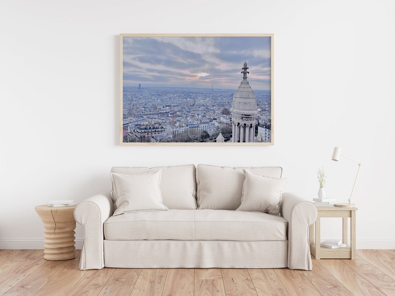 View of Paris with Eiffel Tower from Sacre Coeur at Sunset Instant Digital Download Photography image 4