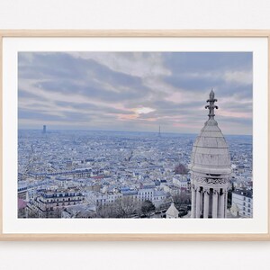 View of Paris with Eiffel Tower from Sacre Coeur at Sunset Instant Digital Download Photography image 1