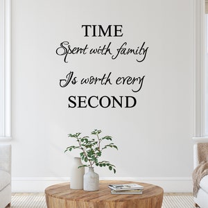 Time Spent With Family Is Worth Every Second Wall Decal Sticker, Family Wall Art, Home Decor
