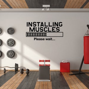 Installing Muscles Please Wait Wall Decal Sticker, Home Gym Wall Art