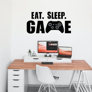 Eat Sleep Game Wall Decal Sticker, Gamer Wall Art