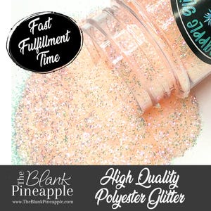 Macie Fine Cut High Sparkling Iridescent Glitter, 2oz Shaker Bottle (56g), Peach Polyester Glitter