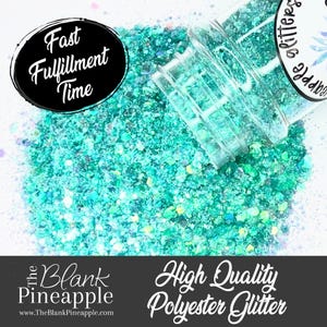 Minty Fresh Chunky Mix Iridescent Polyester Glitter, 2oz Shaker Bottle (56g)