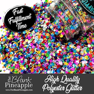 Party Time Mixed Metallic Dots Confetti Glitter, 2oz Shaker Bottle (56g), Bold Colors