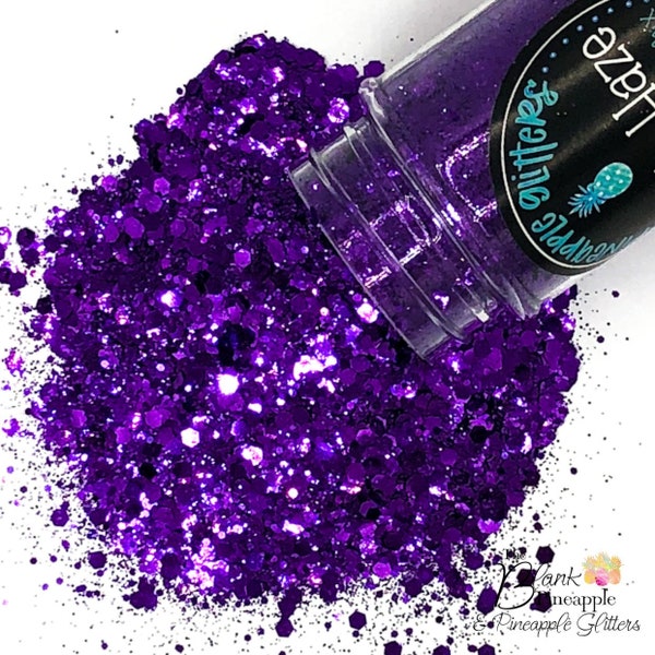 Purple Haze Chunky Mix Metallic Glitter PET Polyester 2oz. Shaker Bottle, Purple Glitter