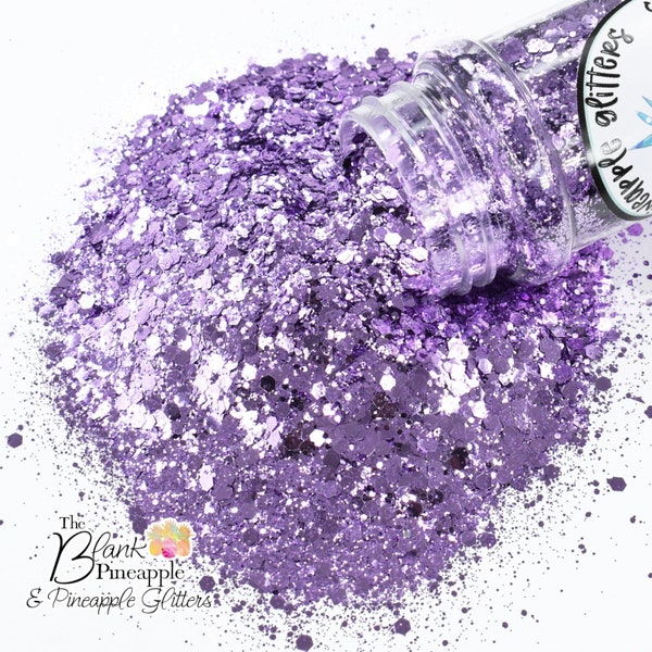 Snugglepuss Chunky Mix Metallic Glitter PET Polyester 2oz Shaker Bottle, Purple Glitter