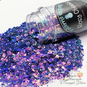 Rosy Cheeks Chunky Mix Color Shifting Glitter PET Polyester 2oz. Shaker Bottle, High Quality Glitter