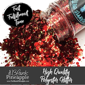 Bah Humbug Glitter Mix 2oz (56g) Shaker Bottle, Polyester Red and Gold Glitter
