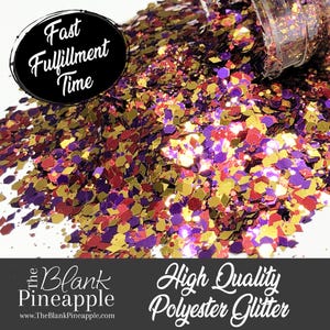 Circus Mixed Metallic Glitter, 2oz Shaker Bottle (56g), Purple, Yellow, Red