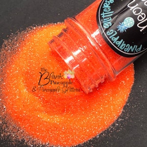 Neon Orange Fluorescent Ultra Fine Cut Glitter PET Polyester 2oz. Shaker Bottle