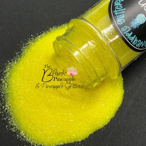 Neon Yellow Ultra Fine Cut Fluorescent Glitter PET Polyester 2oz. Shaker Bottle, Yellow Glitter