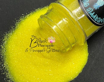 Neon Yellow Ultra Fine Cut Fluorescent Glitter PET Polyester 2oz. Shaker Bottle, Yellow Glitter