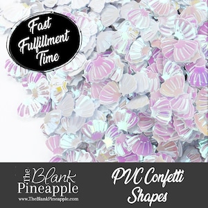 Pearly Mermaid Seashells PVC Confetti, 2oz Bag (56g), Iridescent Seashell Shapes