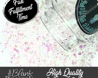 Precious Pearl Chunky Mix Opal Iridescent Glitter, 2oz Shaker Bottle (56g), Opal Iridescent White Glitter