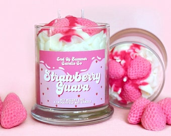 Strawberry Guava Soy Candle - Paraben/Phthalate Free Fragrance - 100% Soy Wax - Whipped Dessert Candle - Food Candle - Strawberry Candle