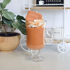 Latte Soy Candle / Caramel Macchiato - Butterscotch Latte Scented / Whipped Dessert Food Candle / Coffee Candle / Gifts / Novelty Candles