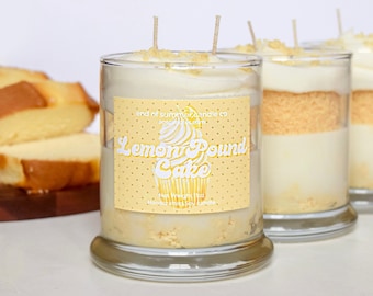 Lemon Pound Cake Soy Candle - Paraben/Phthalate Free - 100% Soy Wax - Whipped Dessert Candle - Food Candles - Bakery Candles - Cake Candle