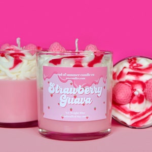 Strawberry Guava Soy Candle - Paraben/Phthalate Free Fragrance - 100% Soy Wax - Whipped Dessert Candle - Food Candle - Strawberry Candle