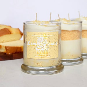 Lemon Pound Cake Soy Candle - Paraben/Phthalate Free - 100% Soy Wax - Whipped Dessert Candle - Food Candles - Bakery Candles - Cake Candle