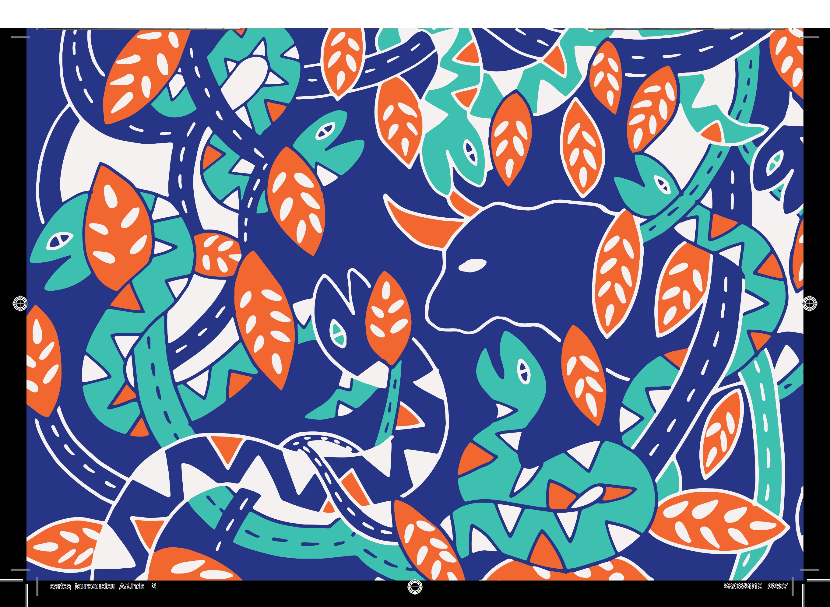 Carte A5 Serpents, Collection Le Taureau Bleu