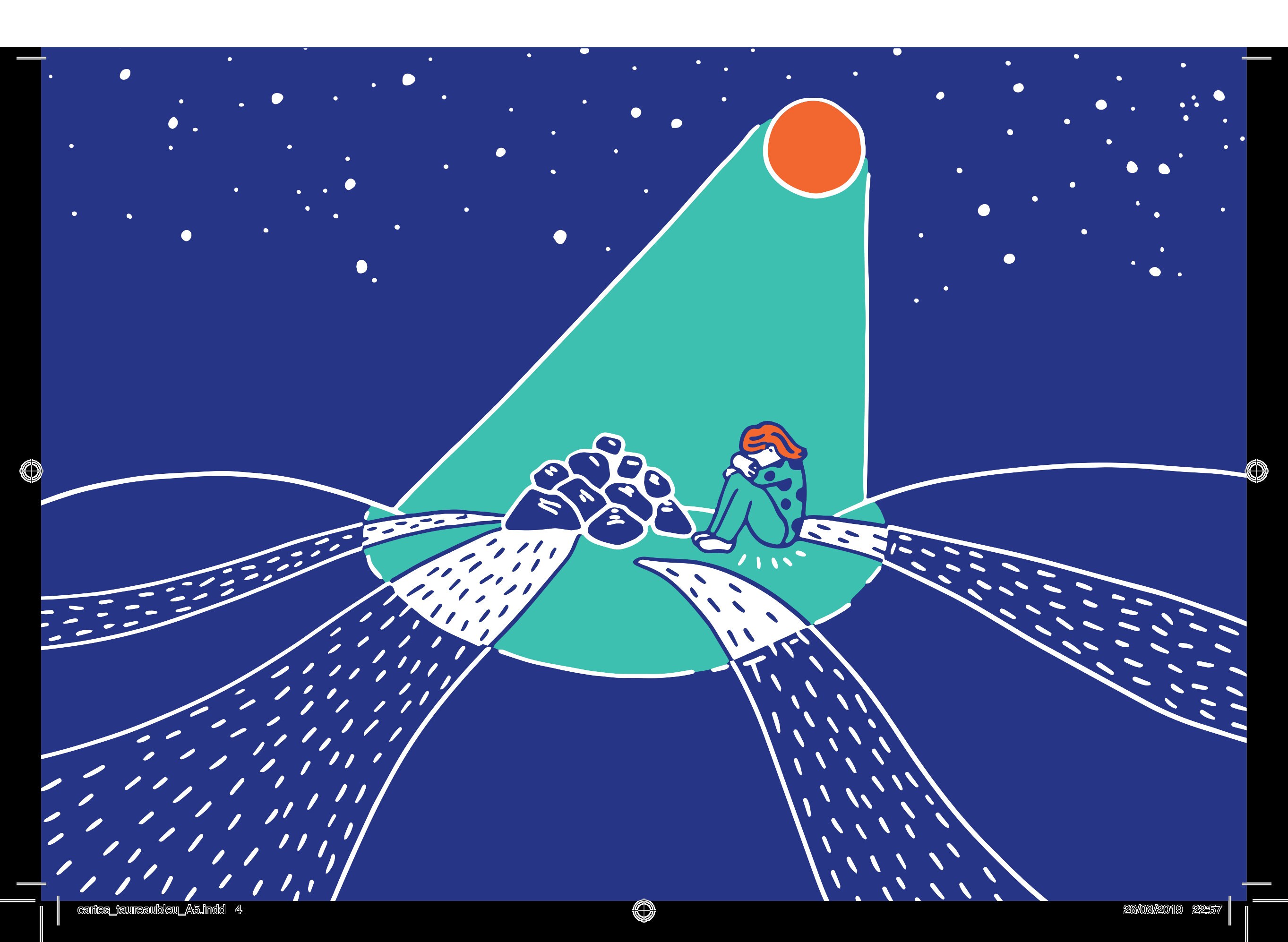 Carte A5 Colline Sous La Lune, Collection Le Taureau Bleu