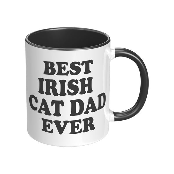 Best Irish Cat Dad Ever Accent Mug, Gaelic Gift For Him, Irish Dad Mug, Gift For Dad, Irish Father Mug, Gift For Irish Dad, Irish COffee Mug