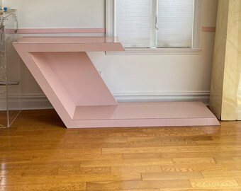 1980 custom baby pink laminate console table