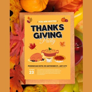 Thanksgiving Invitation Template Editable PDF Download Fall Party Invite Printable Friendsgiving or Thanksgiving Dinner Invitation