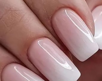 Pink Gradient Press On Nails: Medium Square False Nails with Glue Tabs