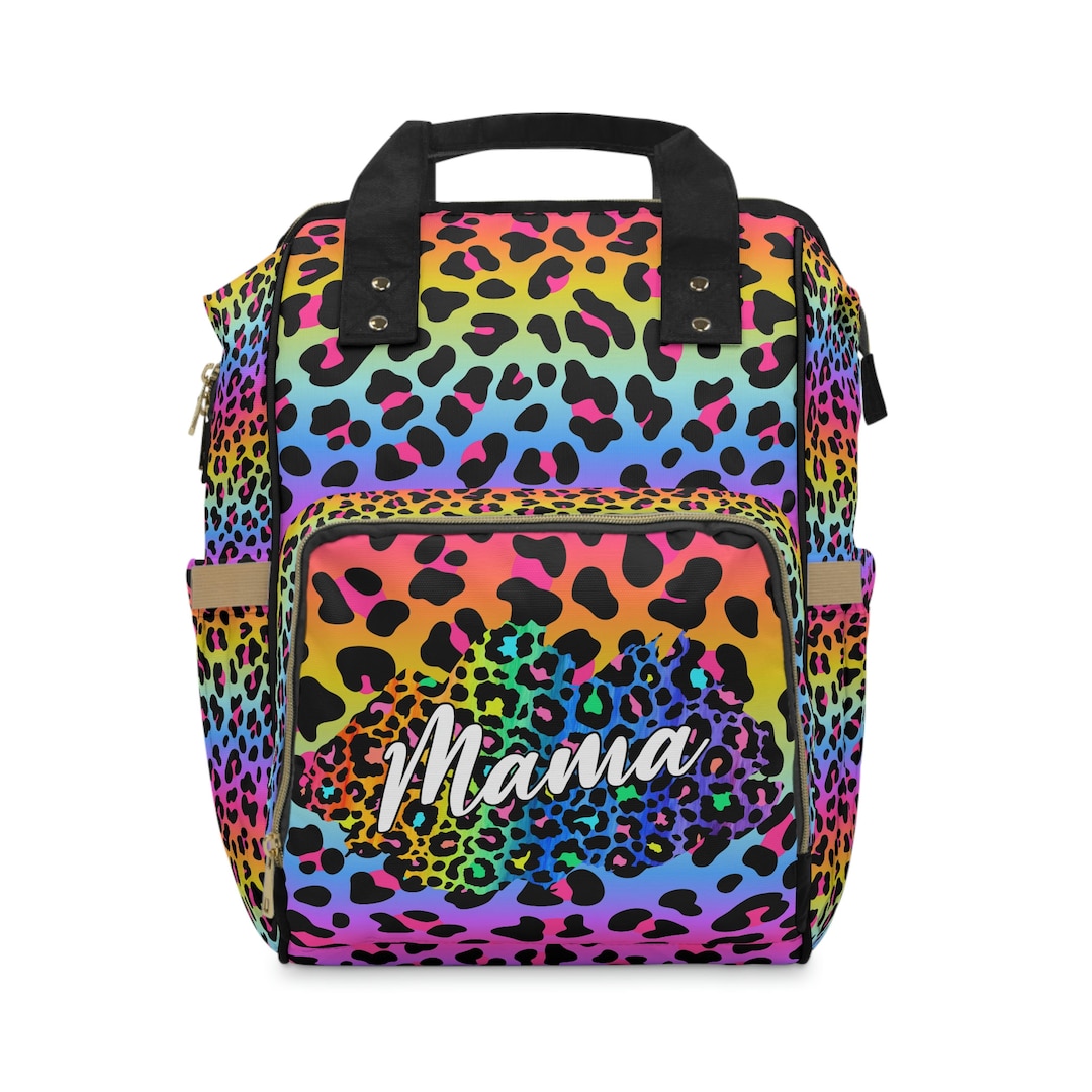 Colorful Gradient Leopard Print Diaper Bag Stylish and Functional Baby