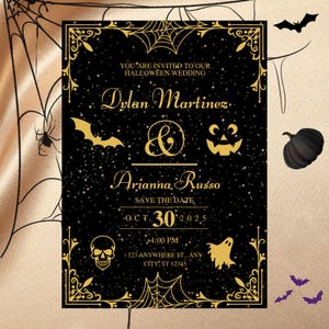 Editable Halloween Wedding Invitation Template Spooky Wedding Invite PDF Download Gothic Fall Wedding Printable Instant Download Invitations