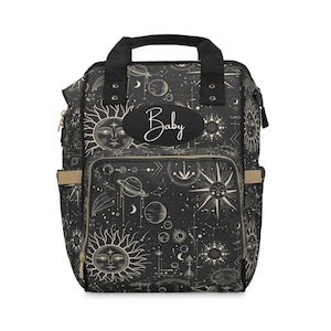 Personalisierte Himmelswindeltasche Benutzerdefinierte Baby Name Windeltasche Weltraum Windeltasche Sonne und Mond Windeltasche Celestial Kindergarten Baby Shower Geschenk