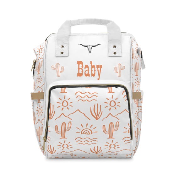 Personalized Western Diaper Backpack Cactus & Mountains Baby Bag