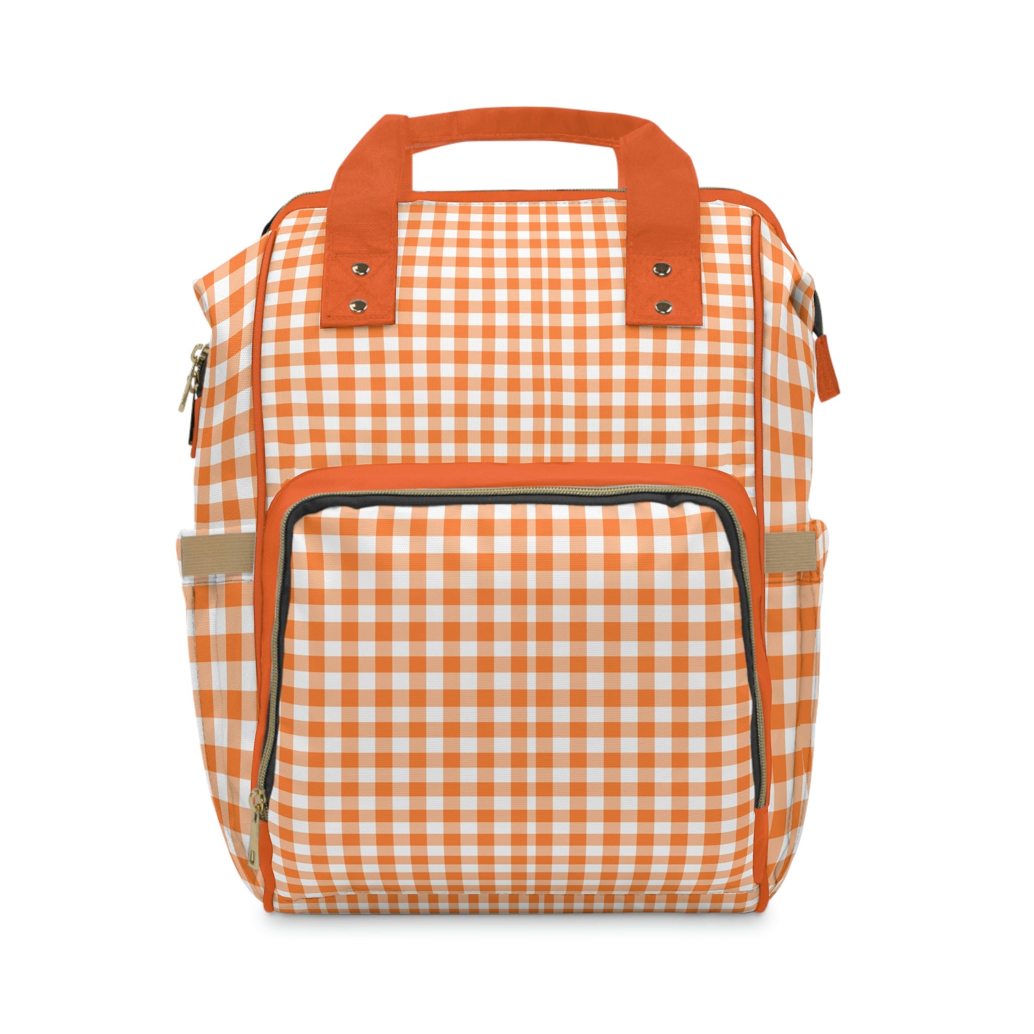 Orange Gingham Diaper Bag A Pop of Color and Style for Busy Parents