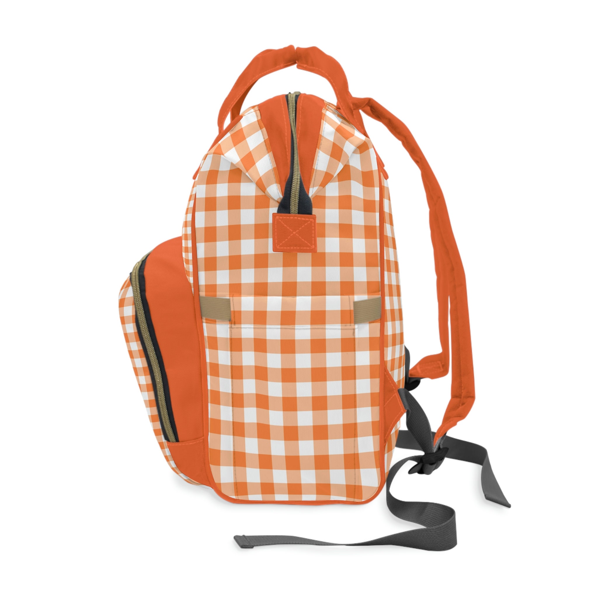 Orange Gingham Diaper Bag A Pop of Color and Style for Busy Parents