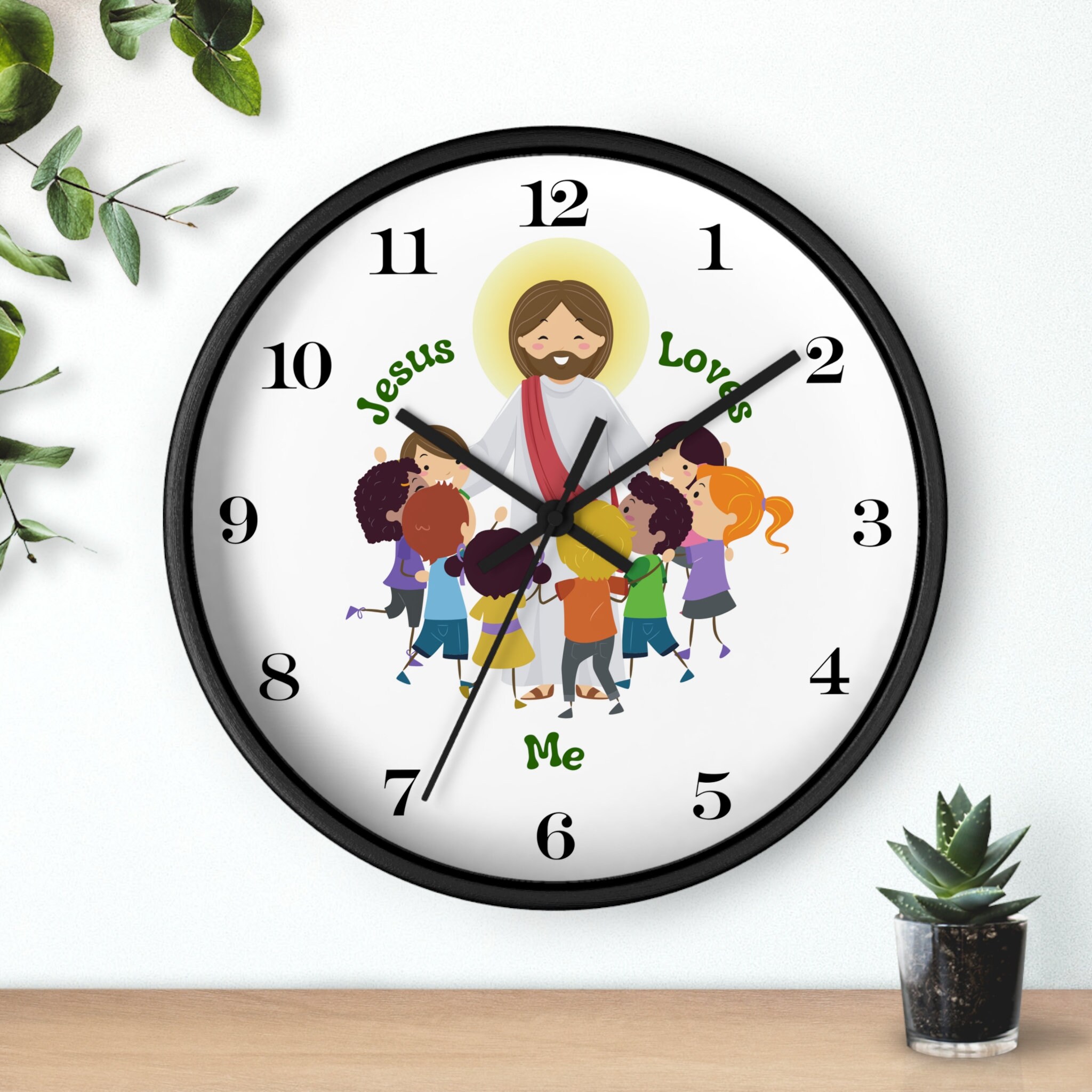 Jesus Loves Me 10 Wall Clock for Kids Room Christian Wall Decor Jesus