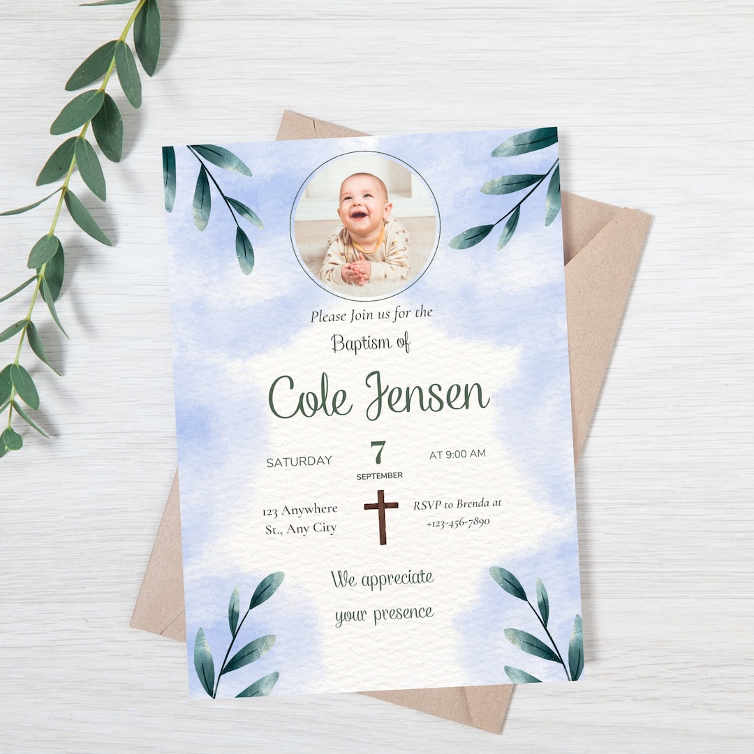 Free Printable Baby Boy Baptism Invitations