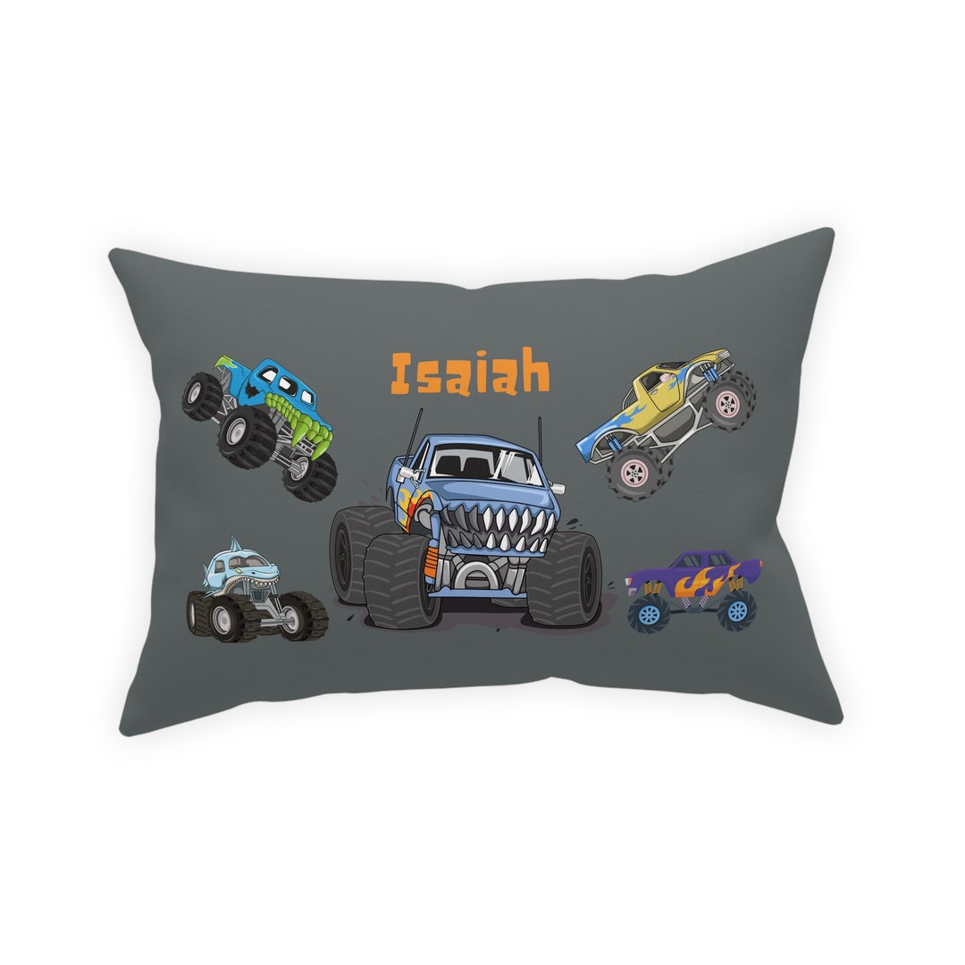 Personalized Monster Truck Decorative Throw Pillow for Kids Custom
