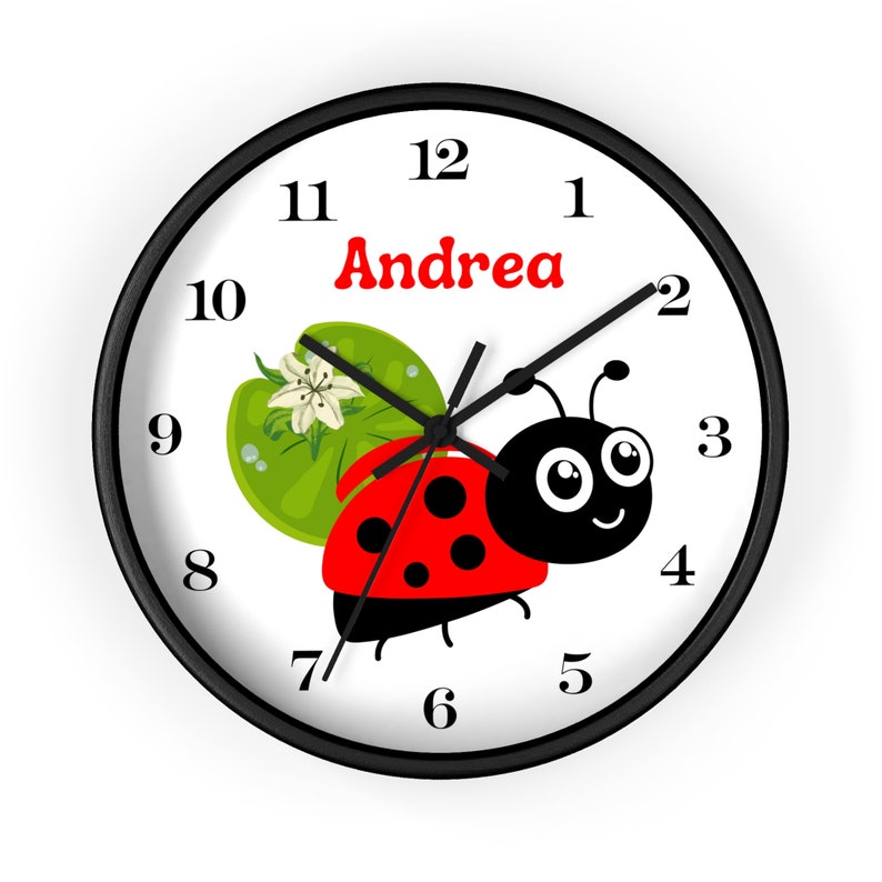 Personalized Ladybug Clock Kids' Room Wall Decor Customized Kids Clock Children's Room