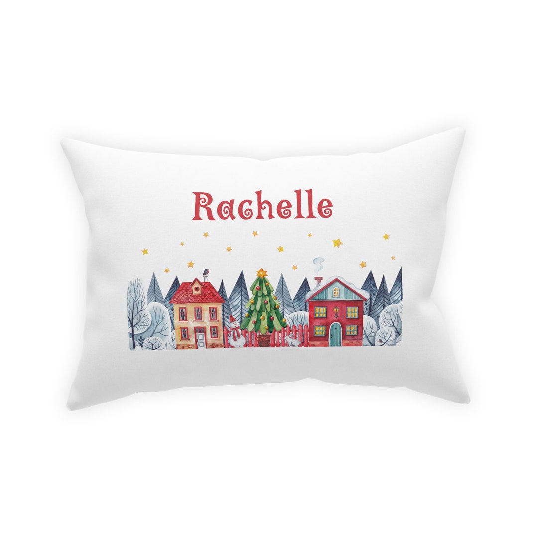 Personalized Christmas Village Decorative Throw Pillow Personalized