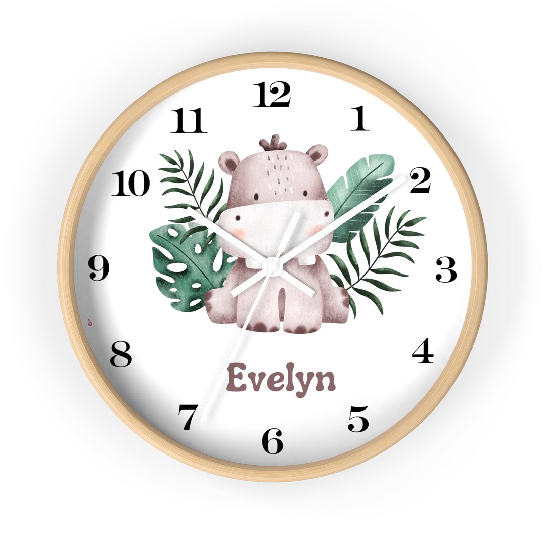 Personalized Hippo Clock Kids Wall Decor Hippo Theme Room Etsy