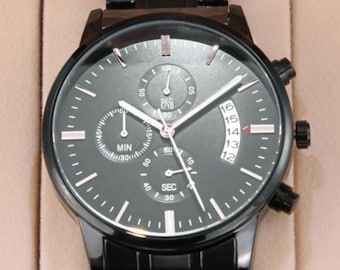 Men’s Black Watch with Personalized Gift Card Watch Gift for Him Anniversary Birthday Groomsmen Gift Sleek Minimalist Wristwatch