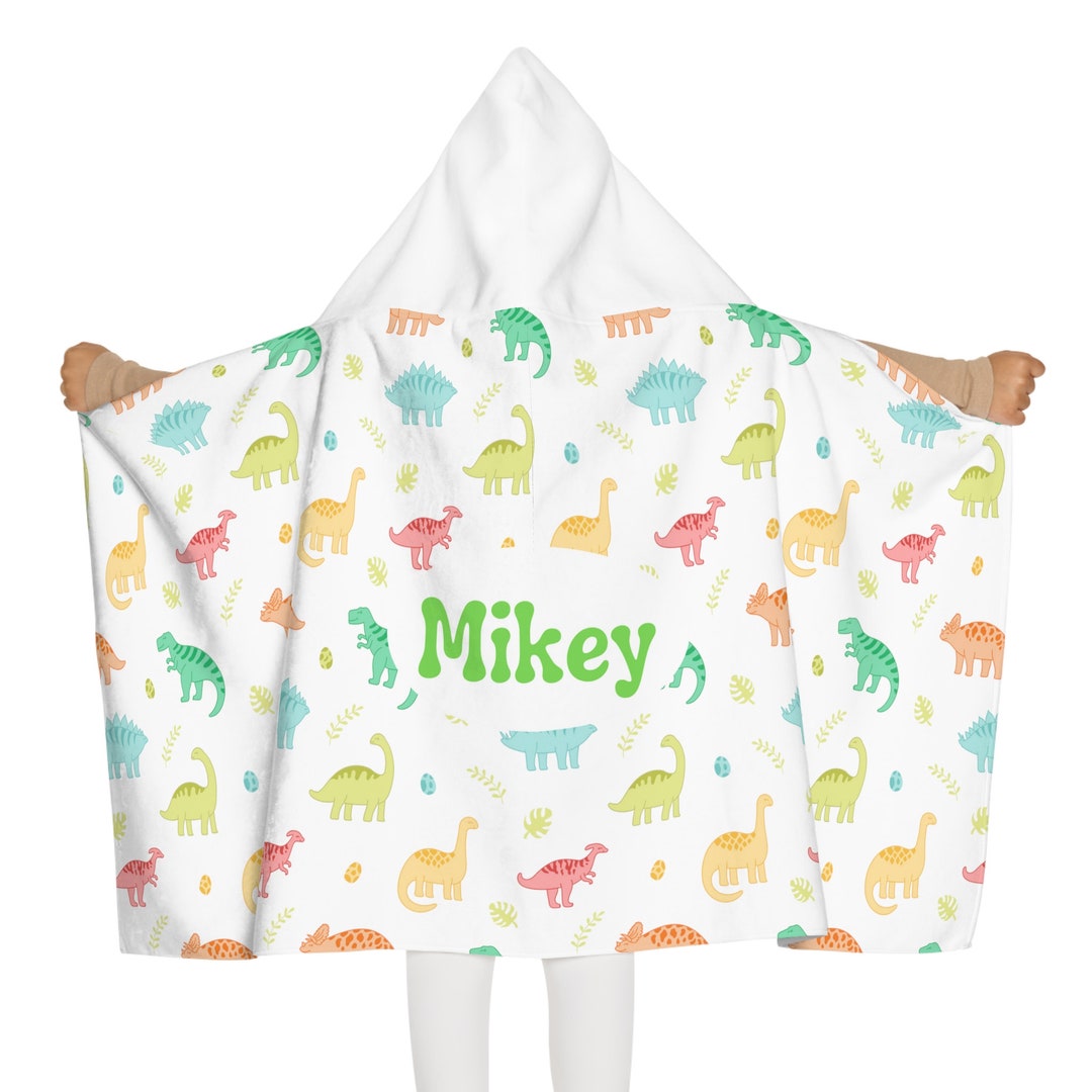 Personalized Dinosaur Hooded Towel for Kids Custom Name Bath Etsy