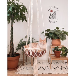 Long Cat Hammock, Macramé Cat Swing, Cat Bed, Gift for Cat, Boho Pet Bed, Cat Furniture, Gift for Cat Owner
