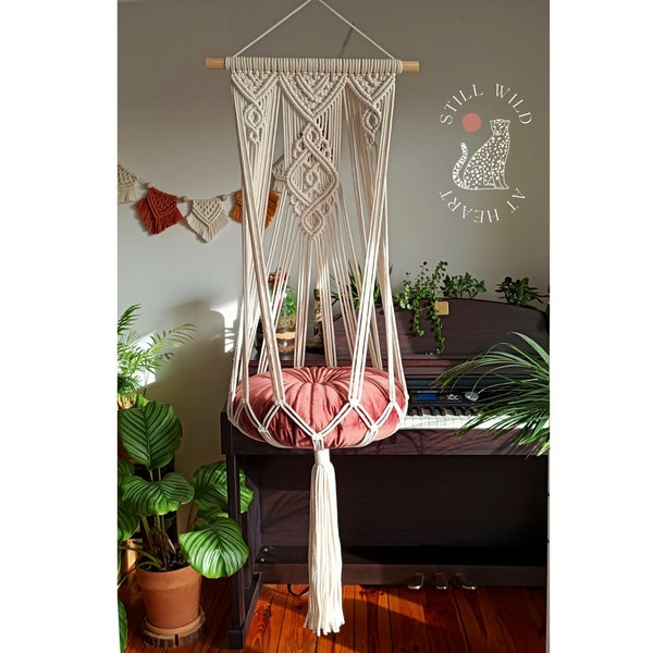 Hamac pour chat, balançoire en macramé pour chat, lit pour chat en macramé, cadeau pour amoureux des chats, lit suspendu bohème pour animal de compagnie, meubles pour animal de compagnie