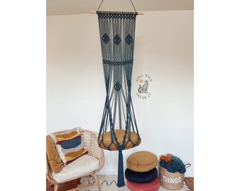 Hamac pour chat Catio, hamac pour chat XXL et extra long, lit pour chat Macramé, lit pour animaux de compagnie suspendu Boho, balançoire pour chat Macramé pour grands chats