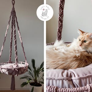 Hamac XXL pour chat, lit en macramé pour chat, balançoire bohème pour chat