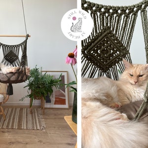 XXL Macramé Cat Hammock for Camper Van, Cat Swing, Macramé Cat Bed,  Boho Hanging Pet Bed, Pet Furniture
