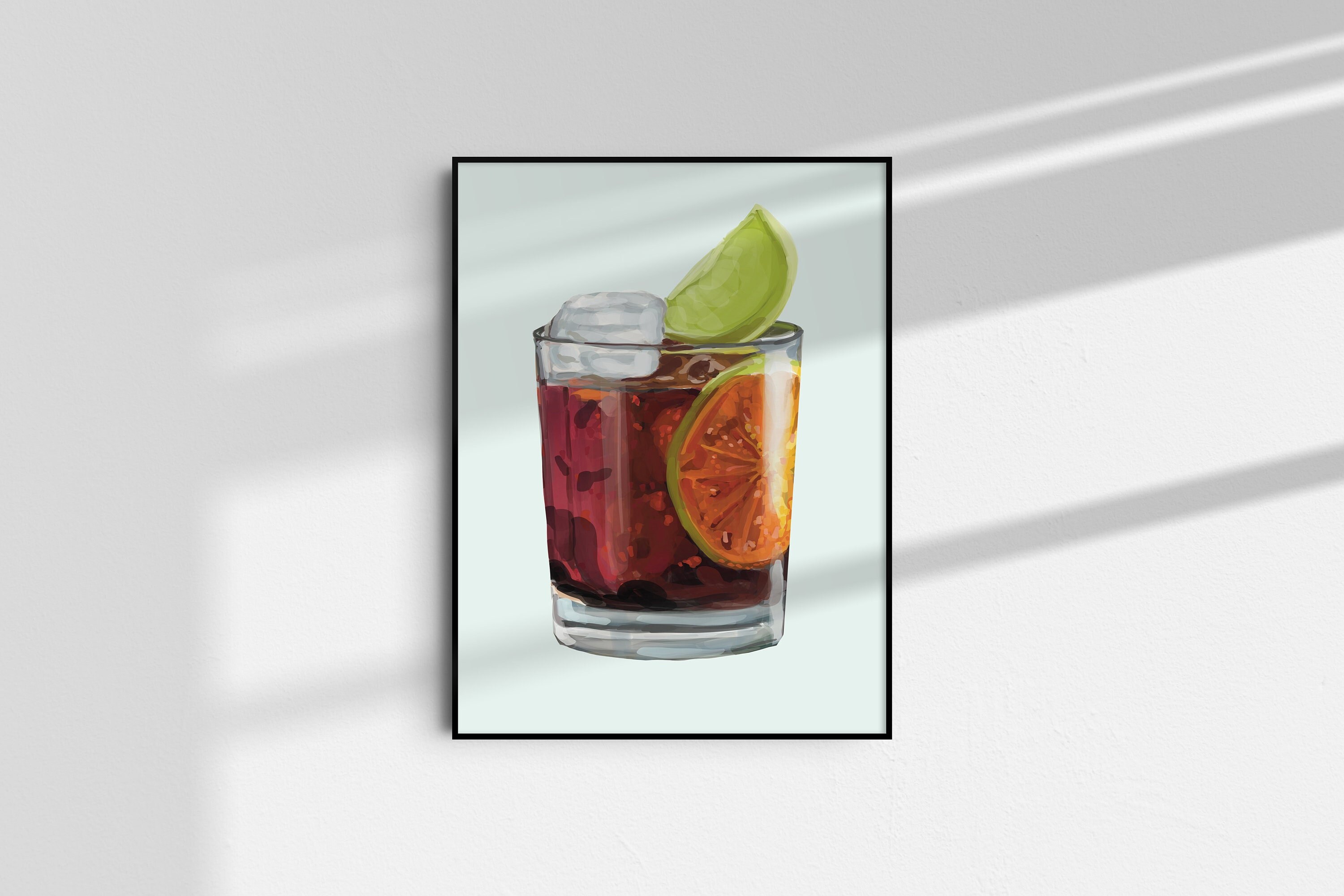 The Happiest Little Rum and Coke Cocktail Print Digital Etsy